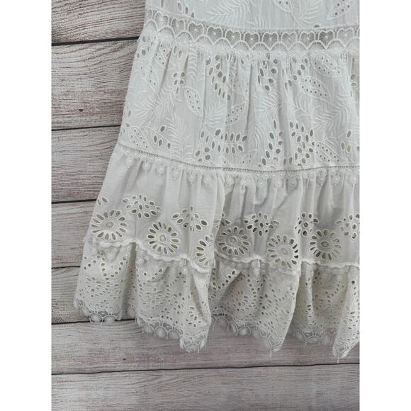 Kobi Halperin Eyelet Crochet Embroidered Midi Dress Womens Small White Tie Back - Picture 5 of 14